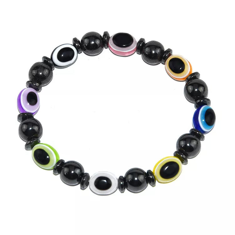 Stone Magnet Elastic Blue Eyes Flat Beads Bracelets