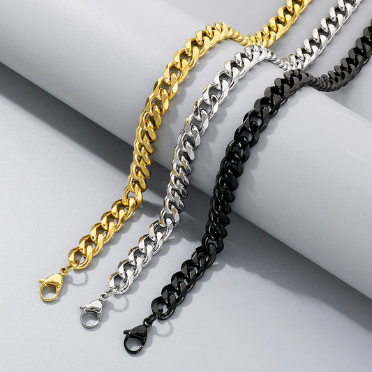 Men's Hip Hop Thick Chain Trendy Stainless Six-sided Necklaces