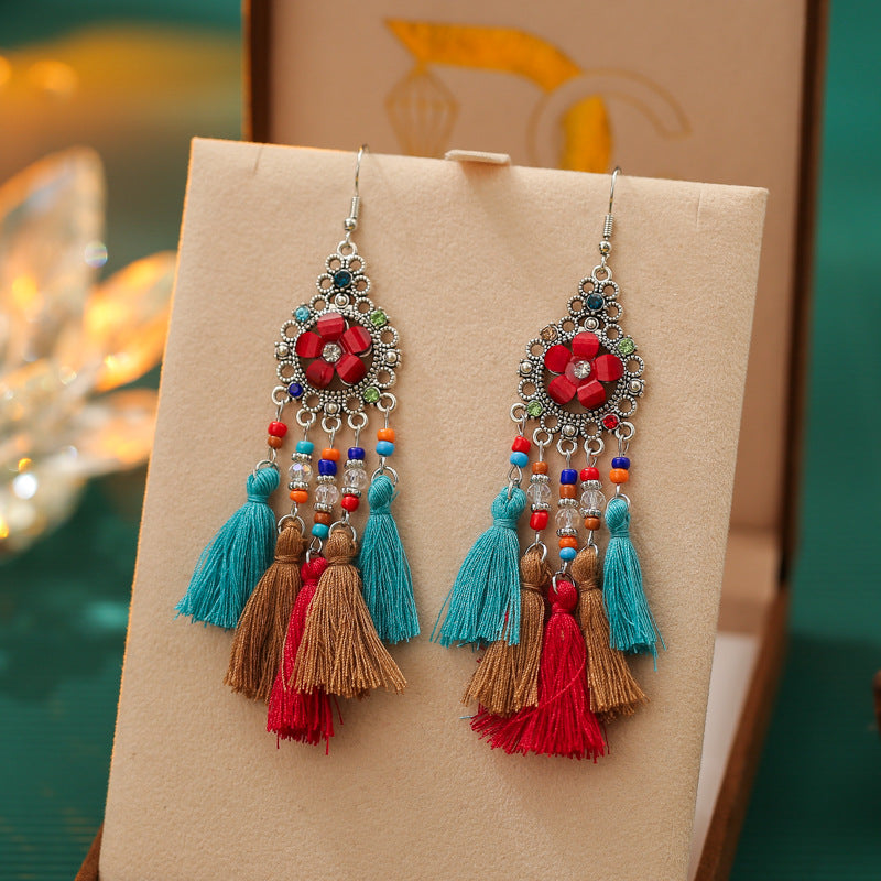 Diamond Tassel Fresh Vintage Scenic Spot Earrings