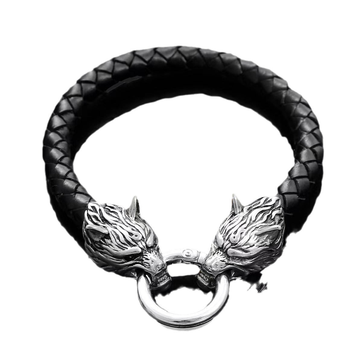 Men's Viking Nordic Wolf Head Domineering Leather Bracelets