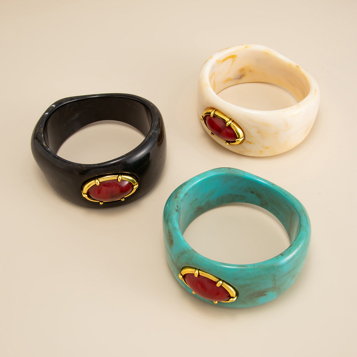Bohemian Style Inlaid Gemstone Resin Personality Blooming Bracelets