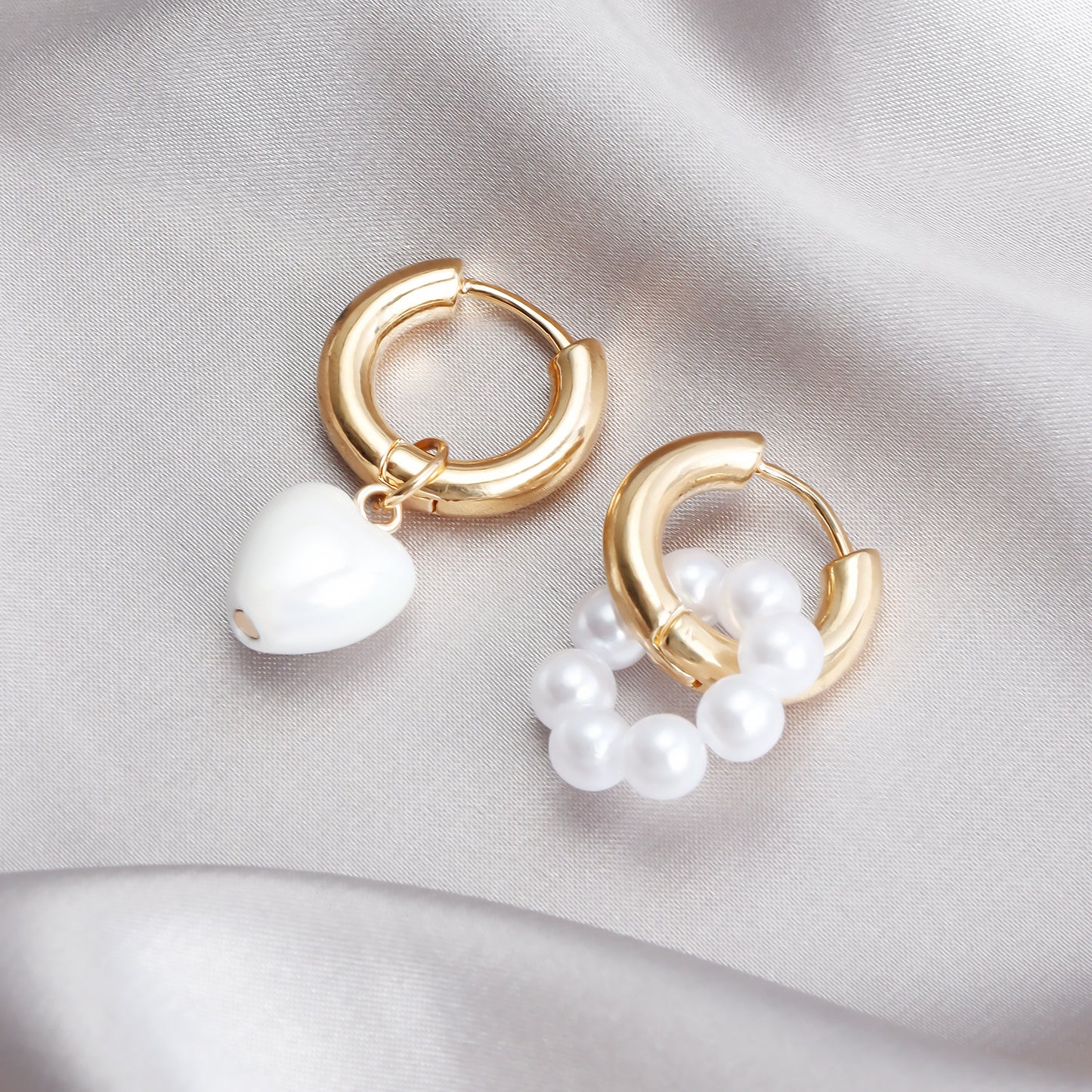 Imitation Pearl Beaded Female Asymmetric Love Earrings