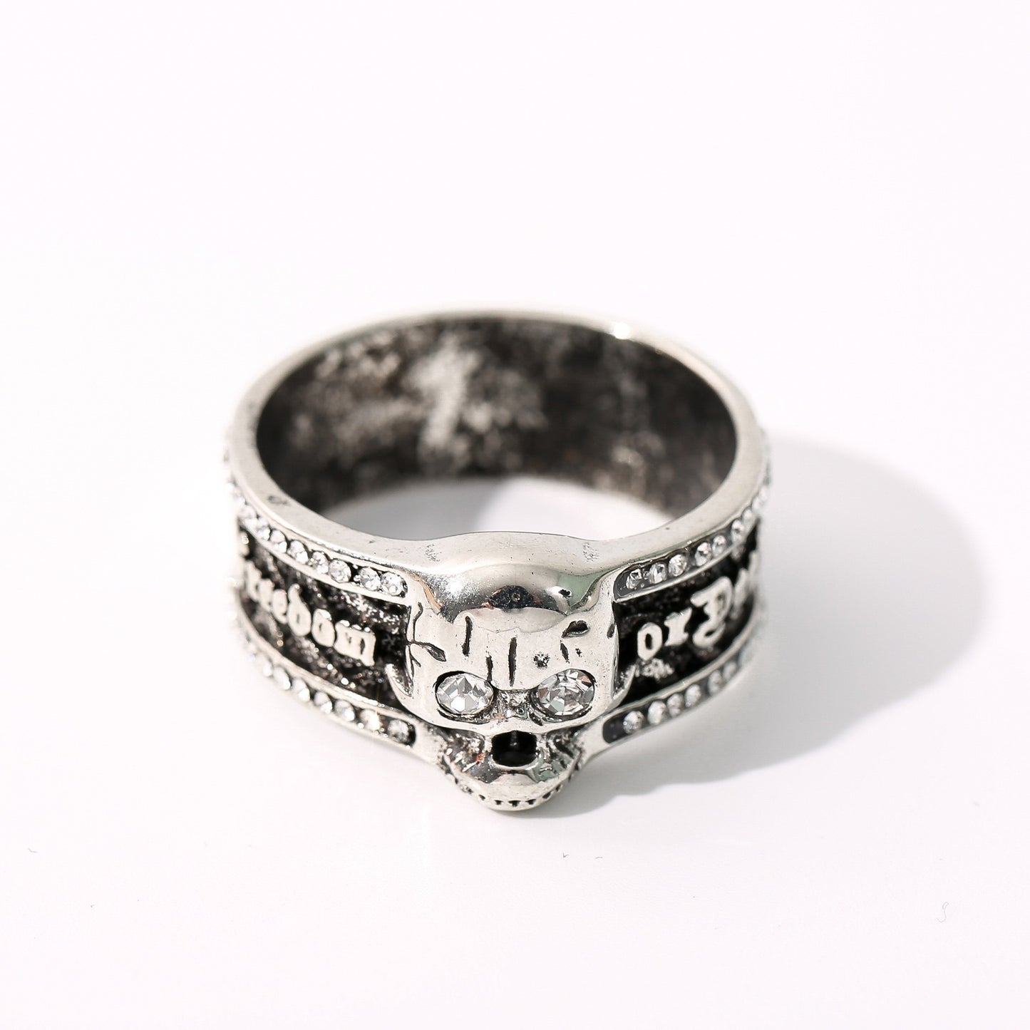 Men's Vintage Vampire Bat Skull Coffin Punk Rings