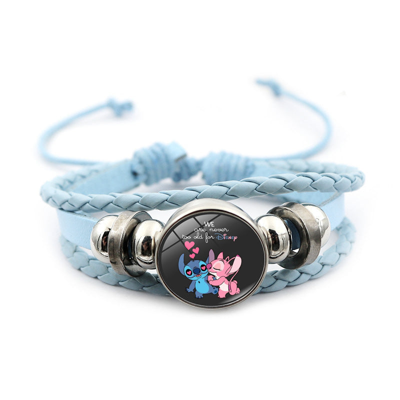 Men's Star Stitch Leather Cartoon Blue Woven Bracelets