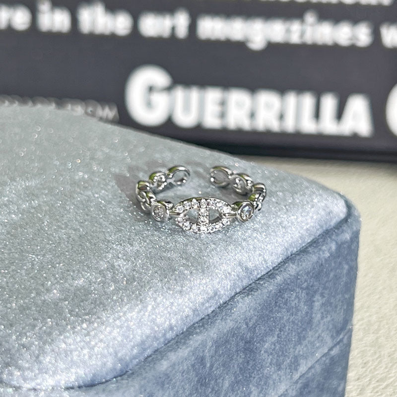 Shiny Diamond Female Cold Wind Simple Korean Style Niche Rings