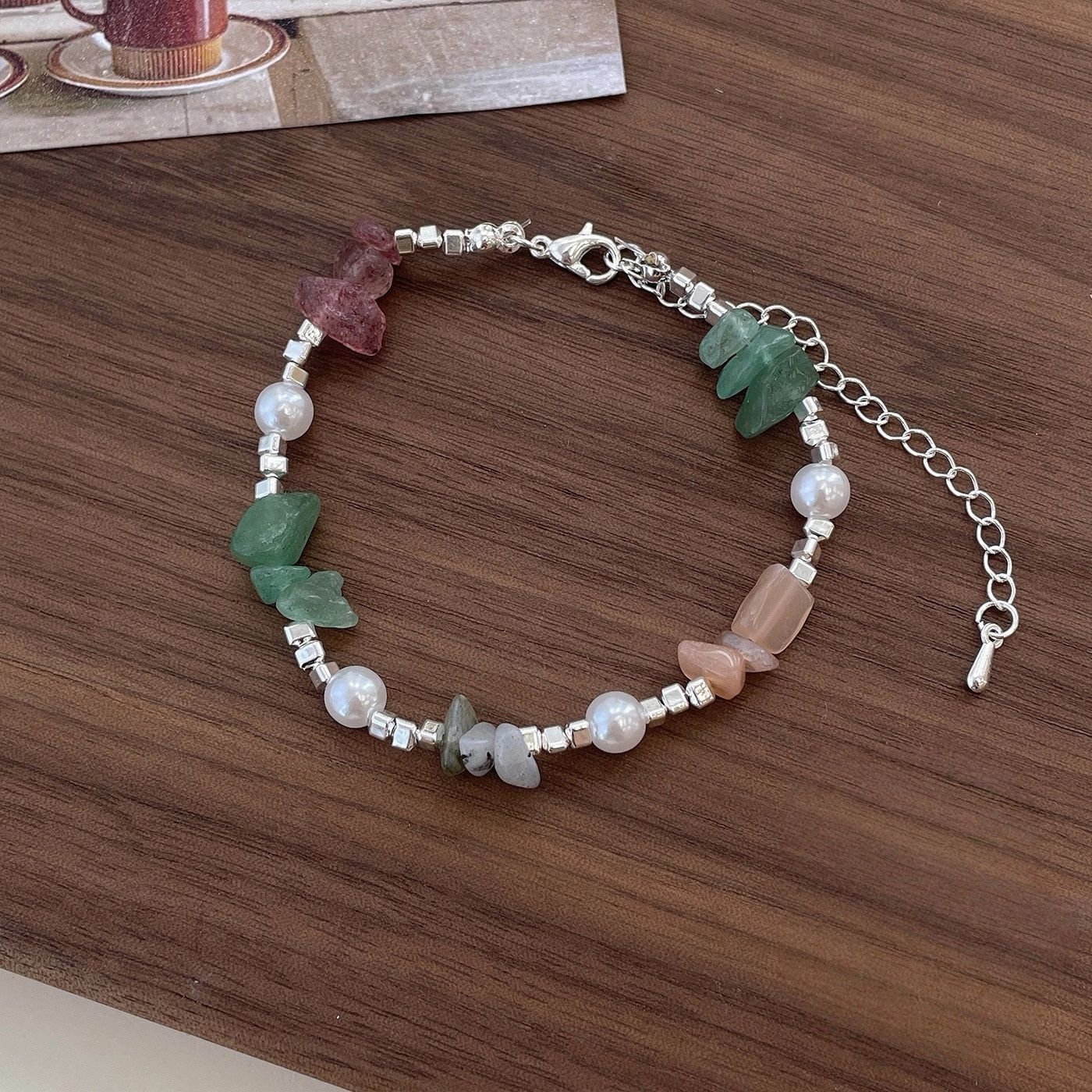 Women's Small Pieces Of Sier Beaded Summer Color Bracelets