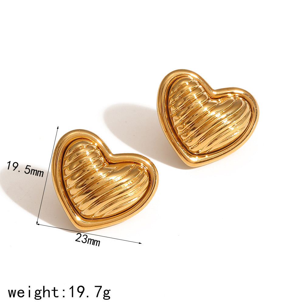 Heart-shaped Stainless Steel Fashionable High-grade Elegant Earrings