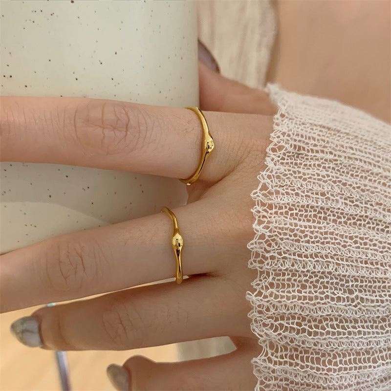 Women's Single Gold-plated Personality Round Surface Stacked Rings