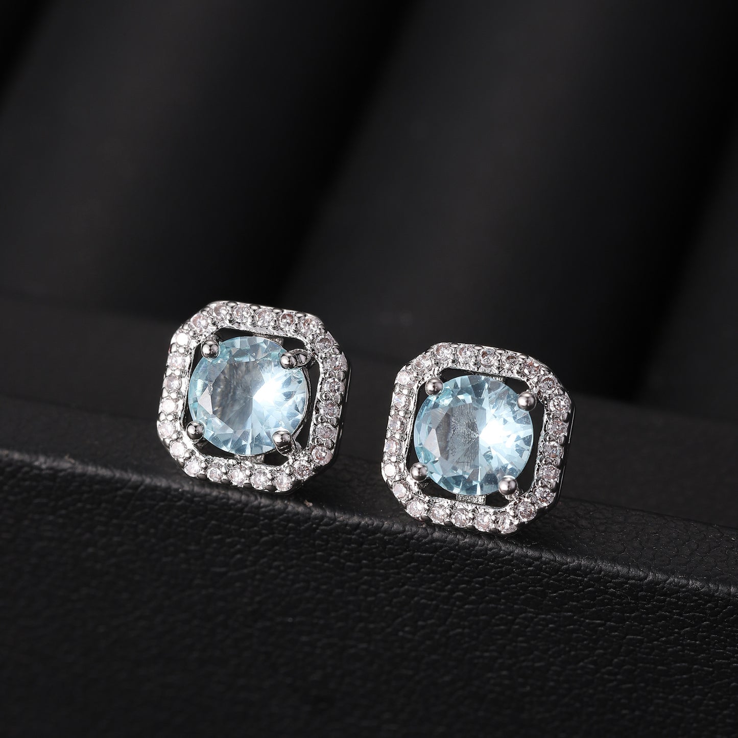 Women's Ornament Live Broadcast Fashion Zircon Square Earrings