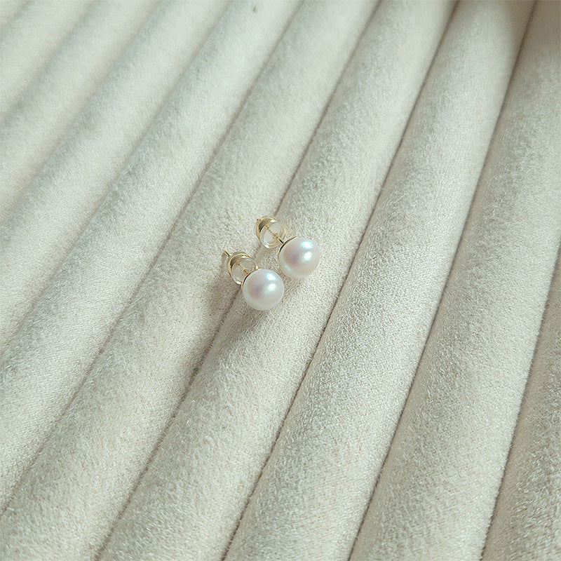 Pink Steamed Bread Pearl Female Ear Clip Earrings