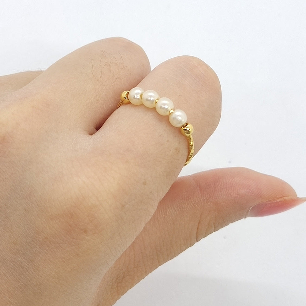 Starry Open Pearl Metal Irregular Personality Rings