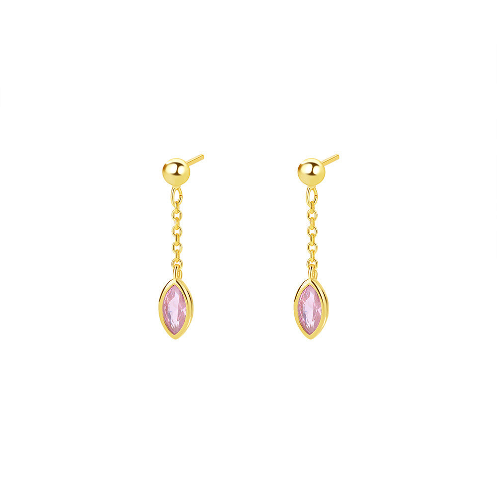 Inlaid Color Zirconium Water Drop Ear Female Tassel Simple Earrings