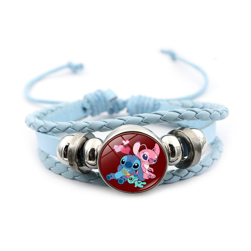 Men's Star Stitch Leather Cartoon Blue Woven Bracelets