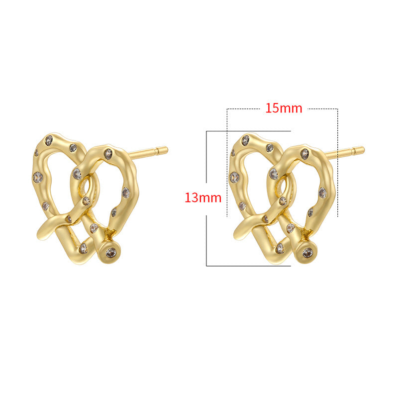 Temperament Entry Lux Alkaline Knot Love Heart French Earrings