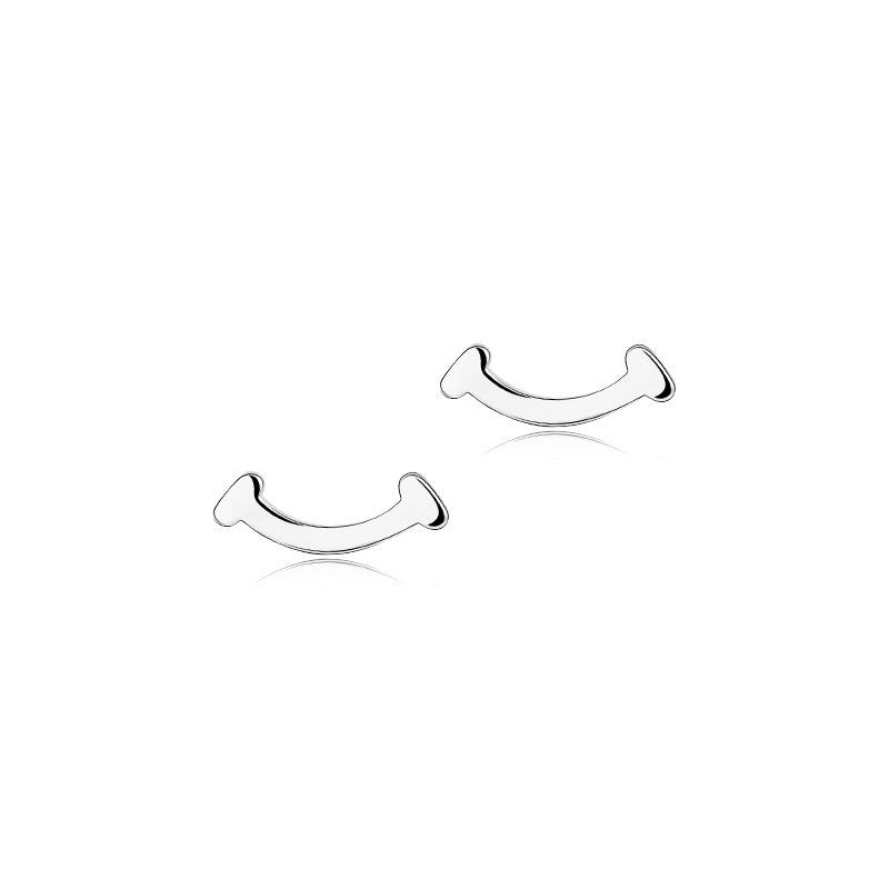 Sterling Sier Smile Female Temperament Smiley Tide Ear Stud Earrings
