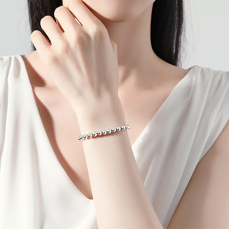 Sier Plated Beads Fashion Popular Stall Small Glossy Bracelet