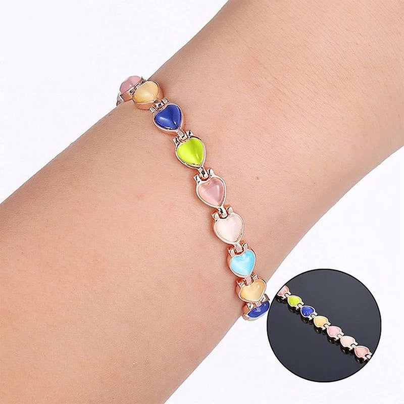 Women's Fashion Magnetic Imitation Natural Opal Heart-shaped Bracelets