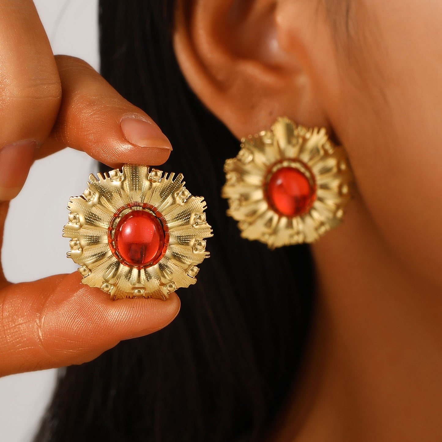 Fashion Gold Stainless Steel Ear Vintage Earrings