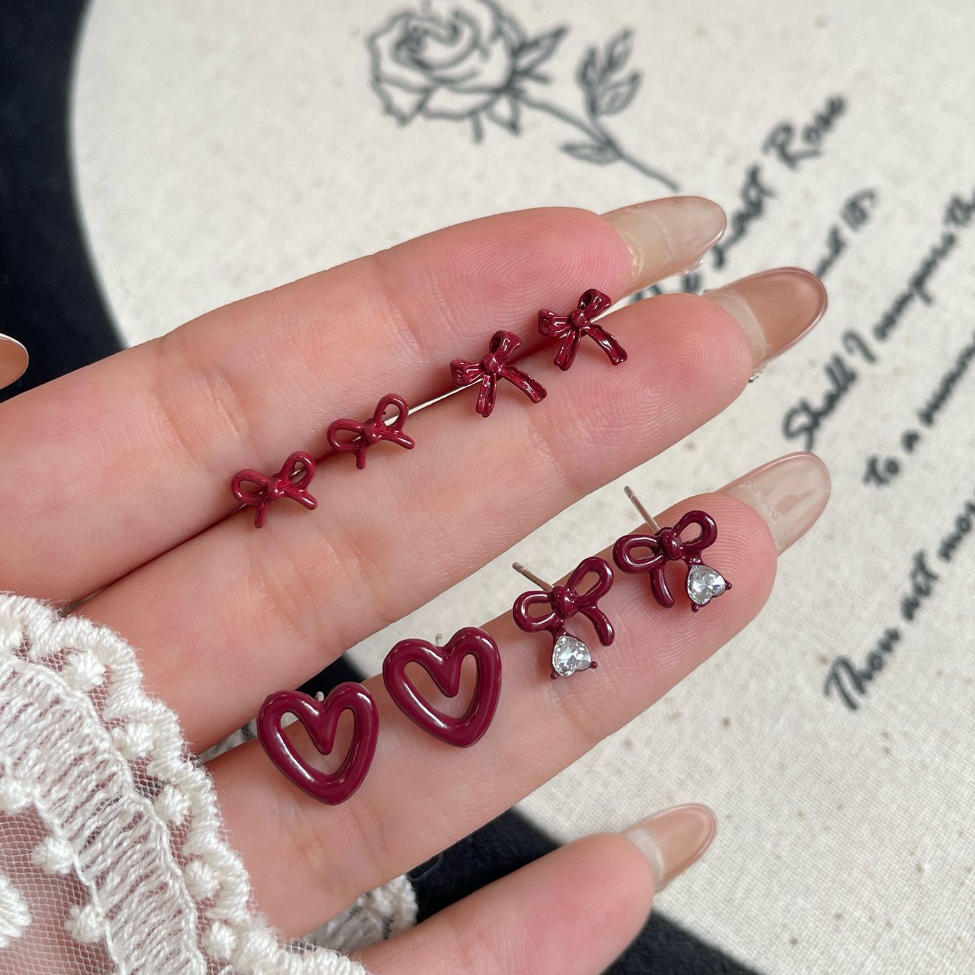 Small Exquisite Bow Female Sier Needle Earrings