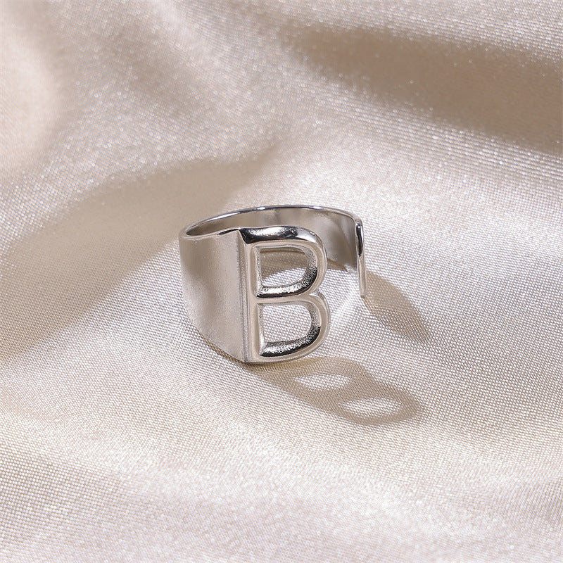Letters Female Style Fashion Knuckle Personality Vintage Stainless Rings