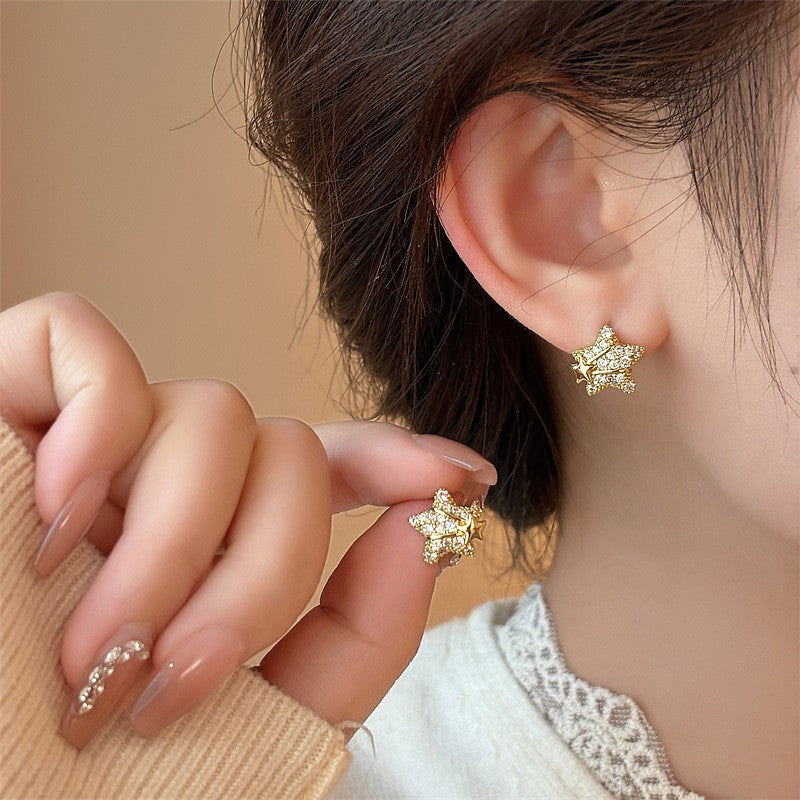 Sier Needle Niche Bow Female Elegant Earrings