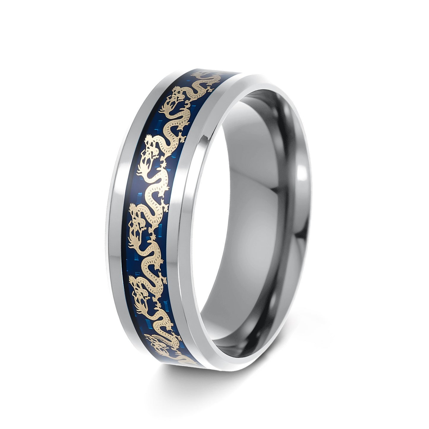 Retro High-grade Double Beveled Blue Bottom Ring