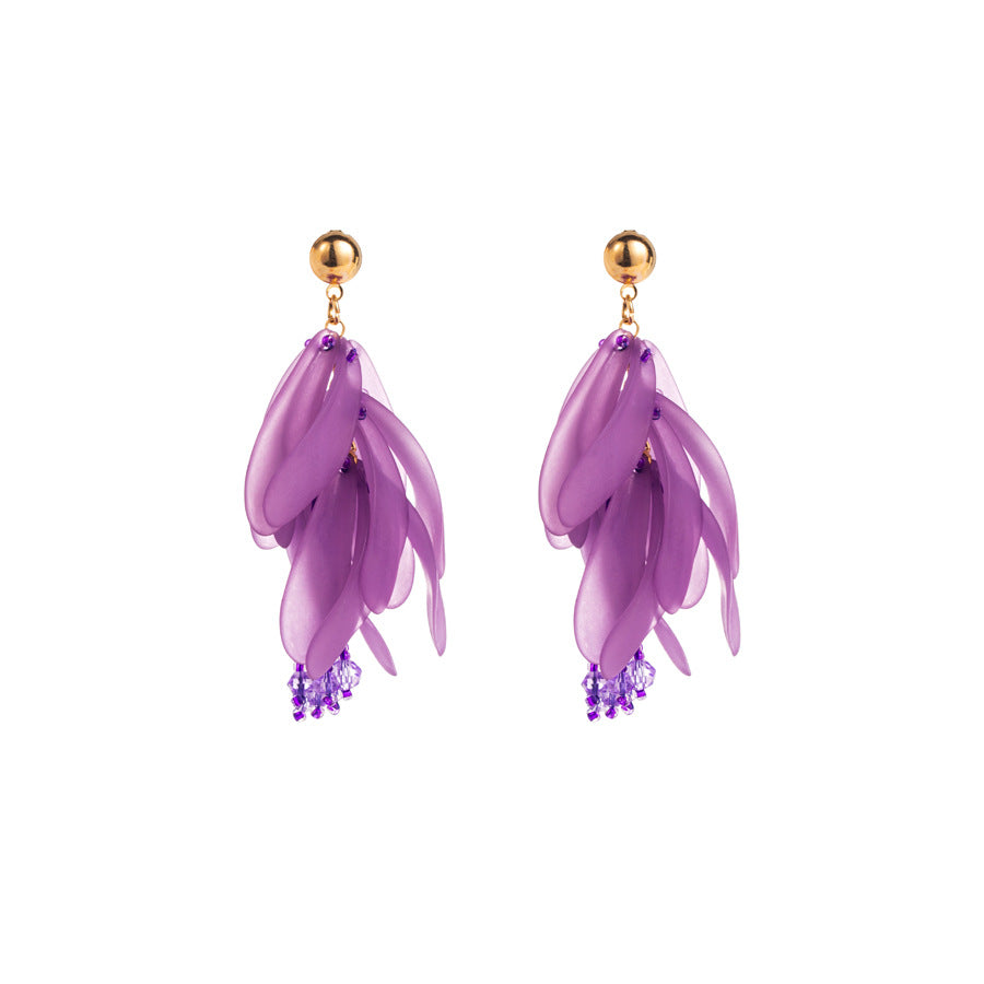 Women's Temperament Elegant Creative Fresh Resin Petal Earrings