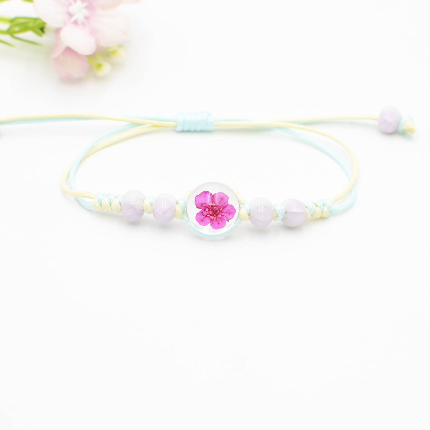 Glass Bead Real Specimen Cherry Blossom Bracelets