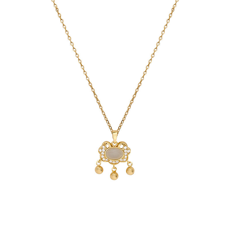 Women's Chinese Style National Safety Lock Light Luxury Micro Inlaid Necklaces