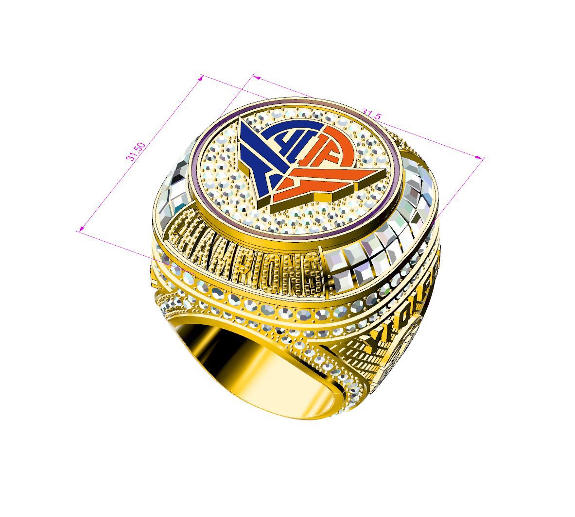 Men's Stainless Steel Copper Diamond Retro Exaggerated Graduation Jewelry Rings