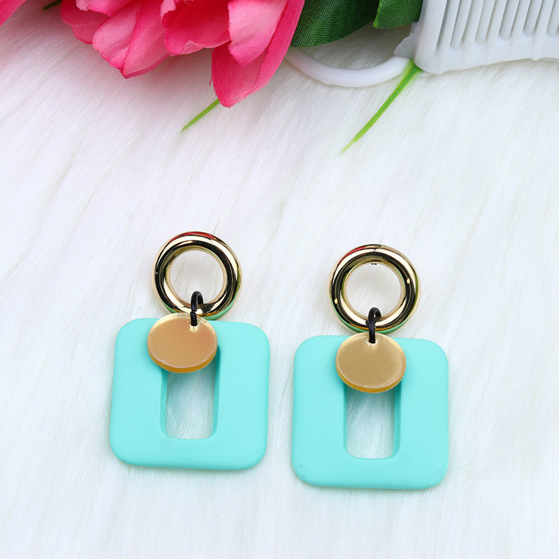 Women's Simple Fashion Personality Mature Square Hollow Earrings