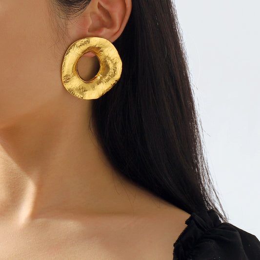 Large Circle Creative Alloy Irregular Geometric Frosty Earrings