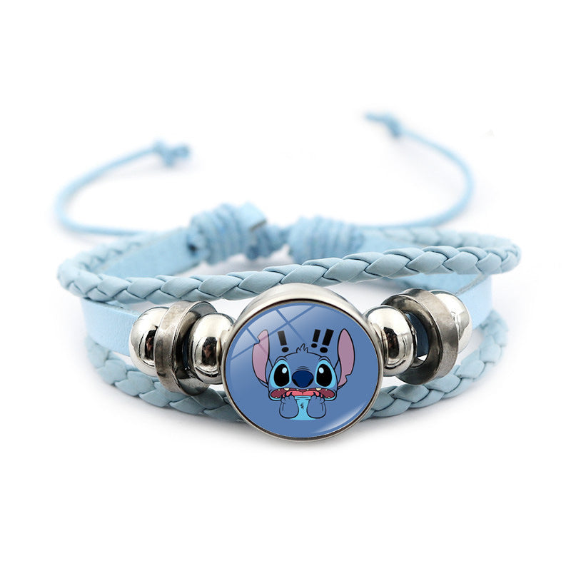 Men's Star Stitch Leather Cartoon Blue Woven Bracelets