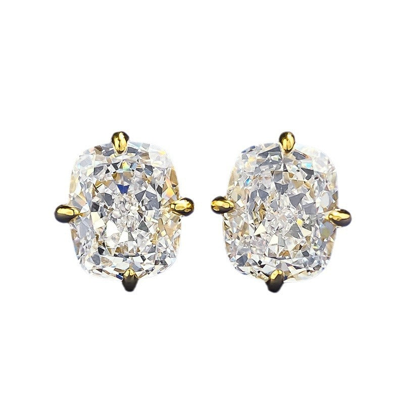 Balls Sier Gold-plated High Carbon Rhinestone Ear Earrings