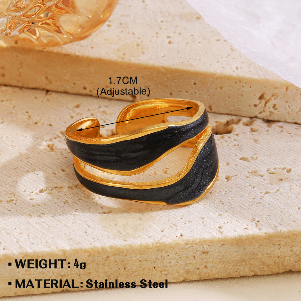 Women's Popular Stainless Steel Drip Open Personalized Hip Hop Real Rings