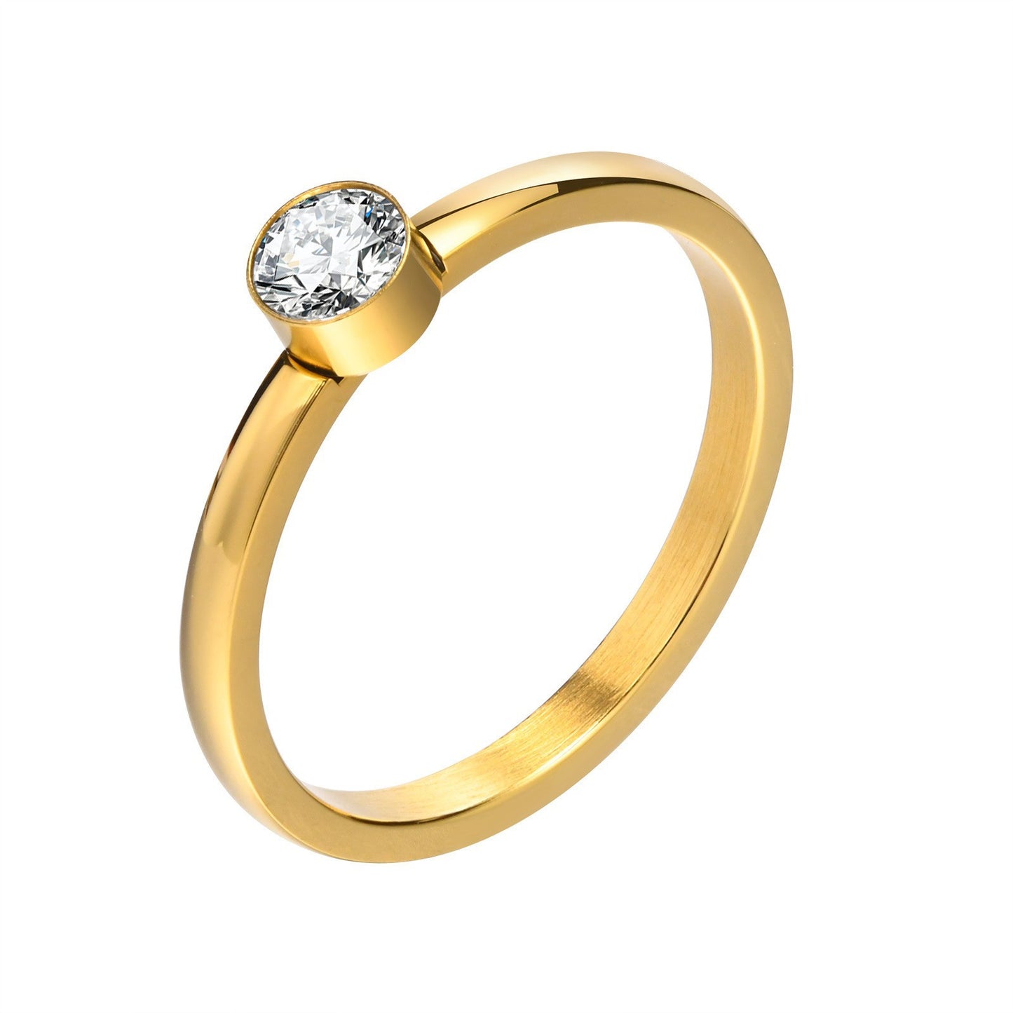 Women's Titanium Steel Black White Zircon Oval Water Drop Rings