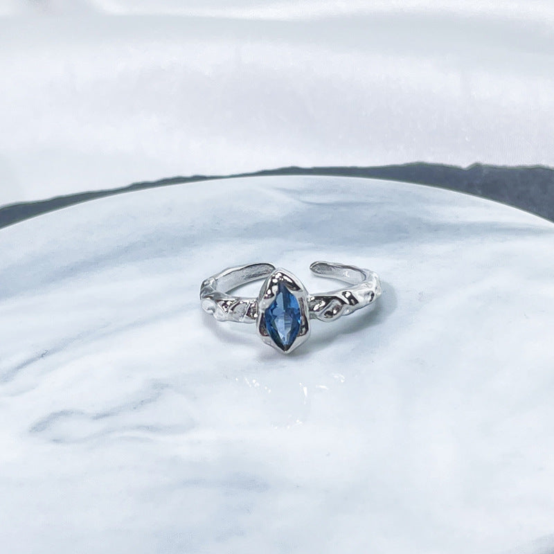 Female Niche Irregular Blue Series Simple Refined Stylish Versatile Rings