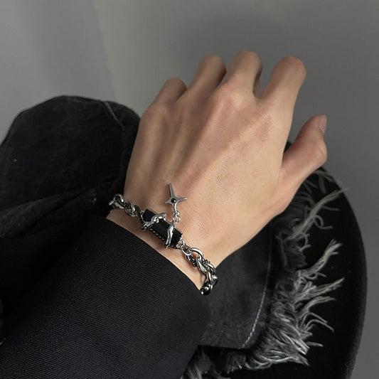 Men's Body Winding Diamond Titanium Steel No Fading High Bracelet