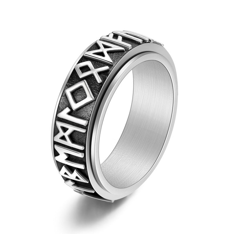 Men's Nordic Style Viking Text Stainless Steel Rings