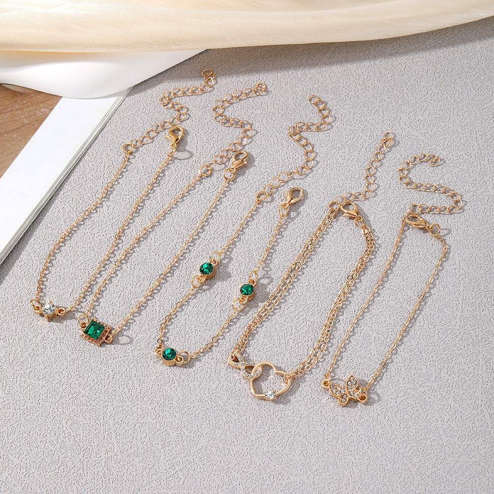 Vintage Inlaid Square Diamond Butterfly Heart Bracelets