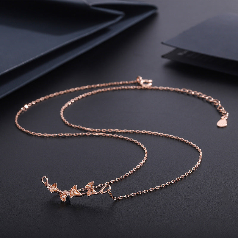 Women's Sterling Sier Three-life Apricot Korean Fashionable Fresh Necklaces