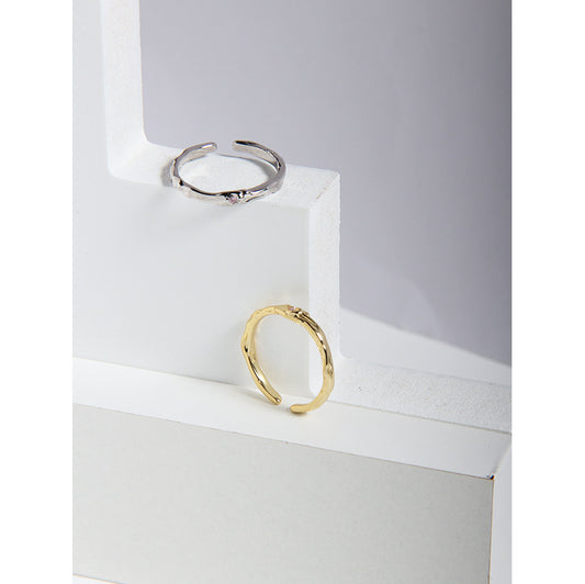 Korean Niche Design Personality Irregular Surface Micro Inlaid Rings