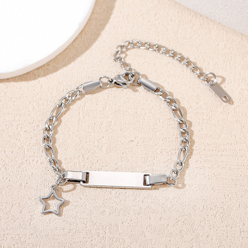 Children's Laser Engraving Electroplating Stainless Steel Cuban Bracelet