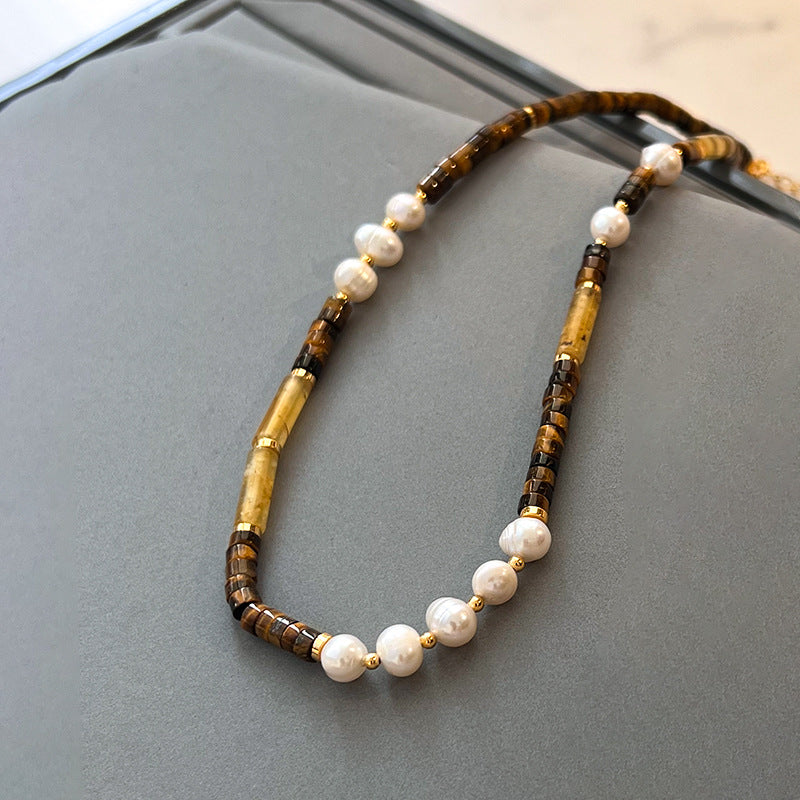 Women's Tigereye Freshwater Stringed Pearls For Light Luxury Necklaces