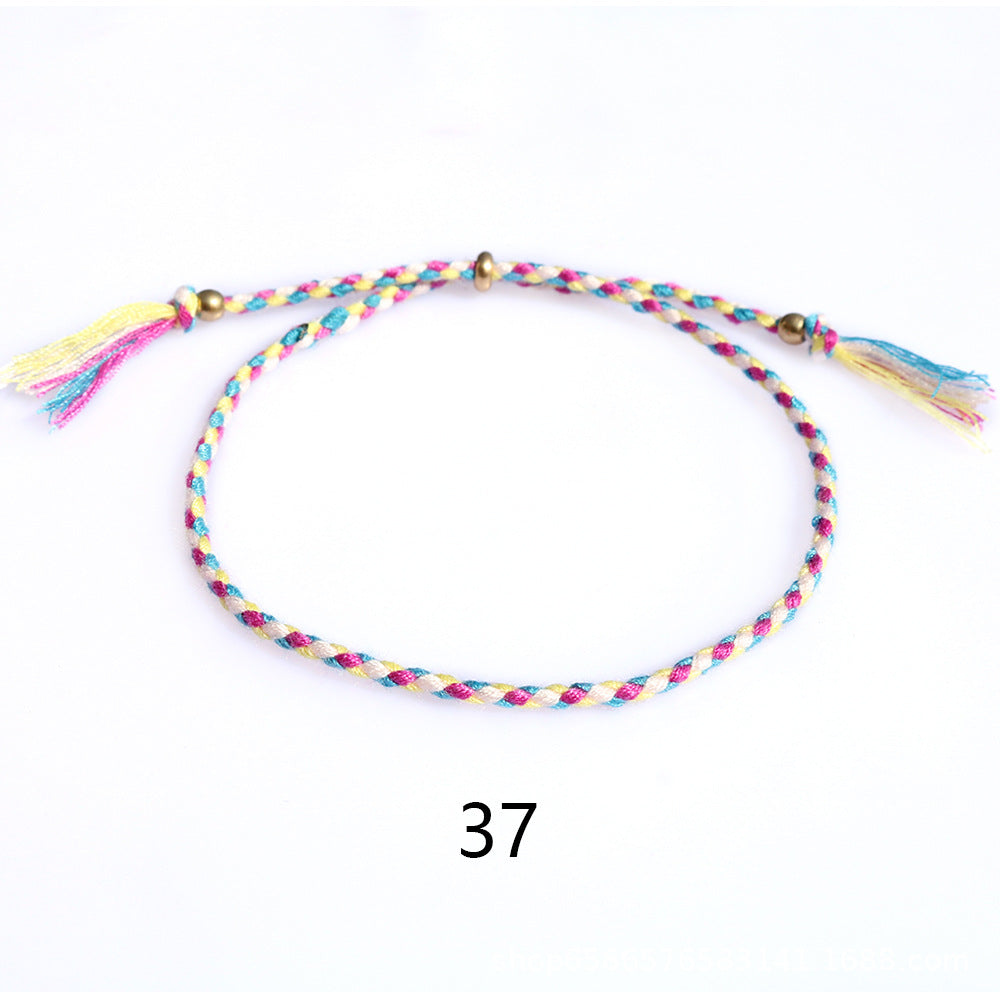 Women's & Men's Colorful Cotton String Friendship Copper Bead Bracelets