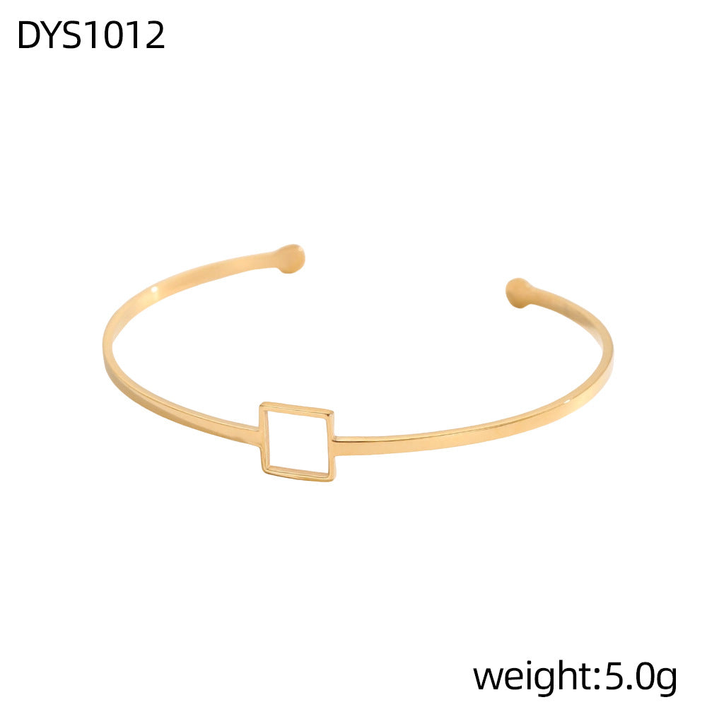 Geometric Hollow Metal Feeling Open-ended Stainless Steel Vacuum Electroplating Design Bracelets