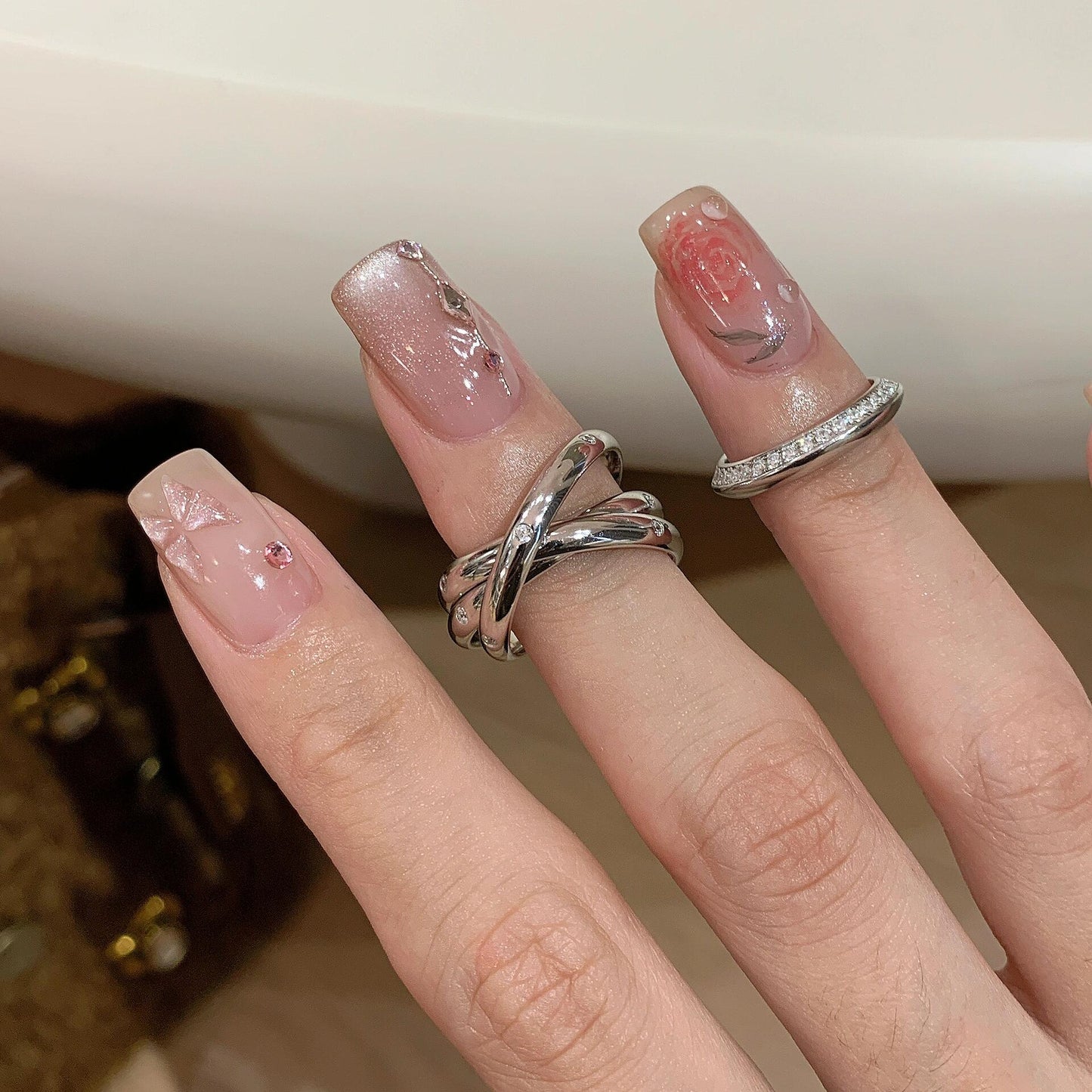 Style Winding Trinity High-grade Simple Twin Rings
