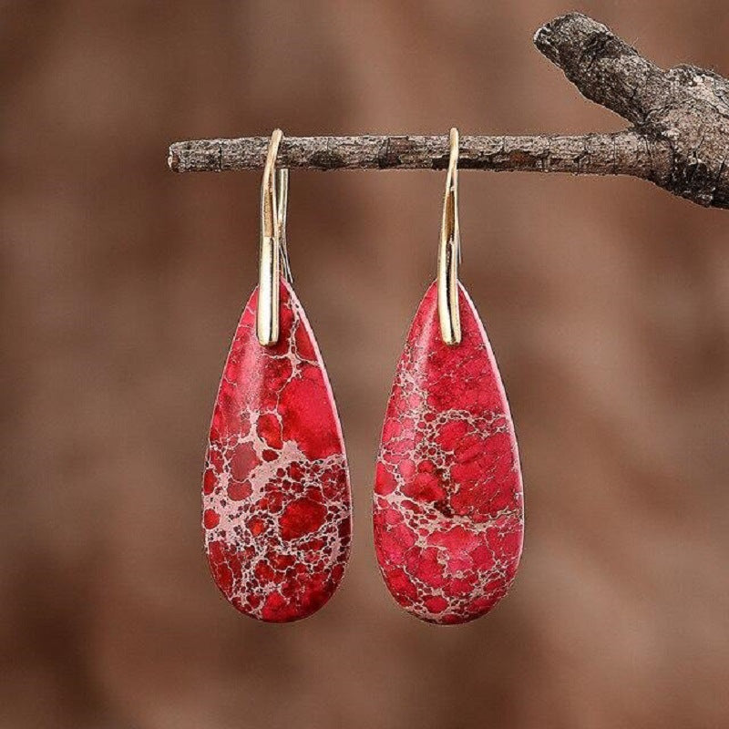 Emperor Stone Water Drop Female Temperament Earrings