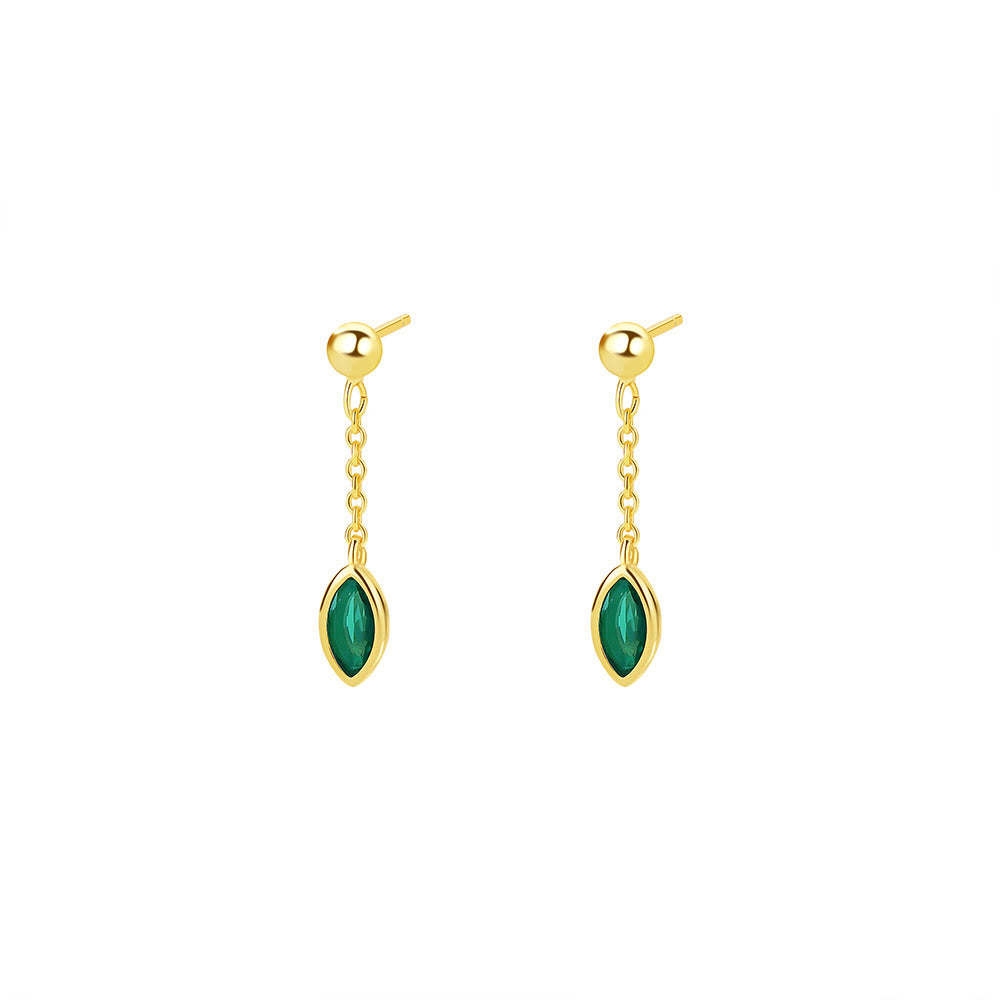 Inlaid Color Zirconium Water Drop Ear Female Tassel Simple Earrings