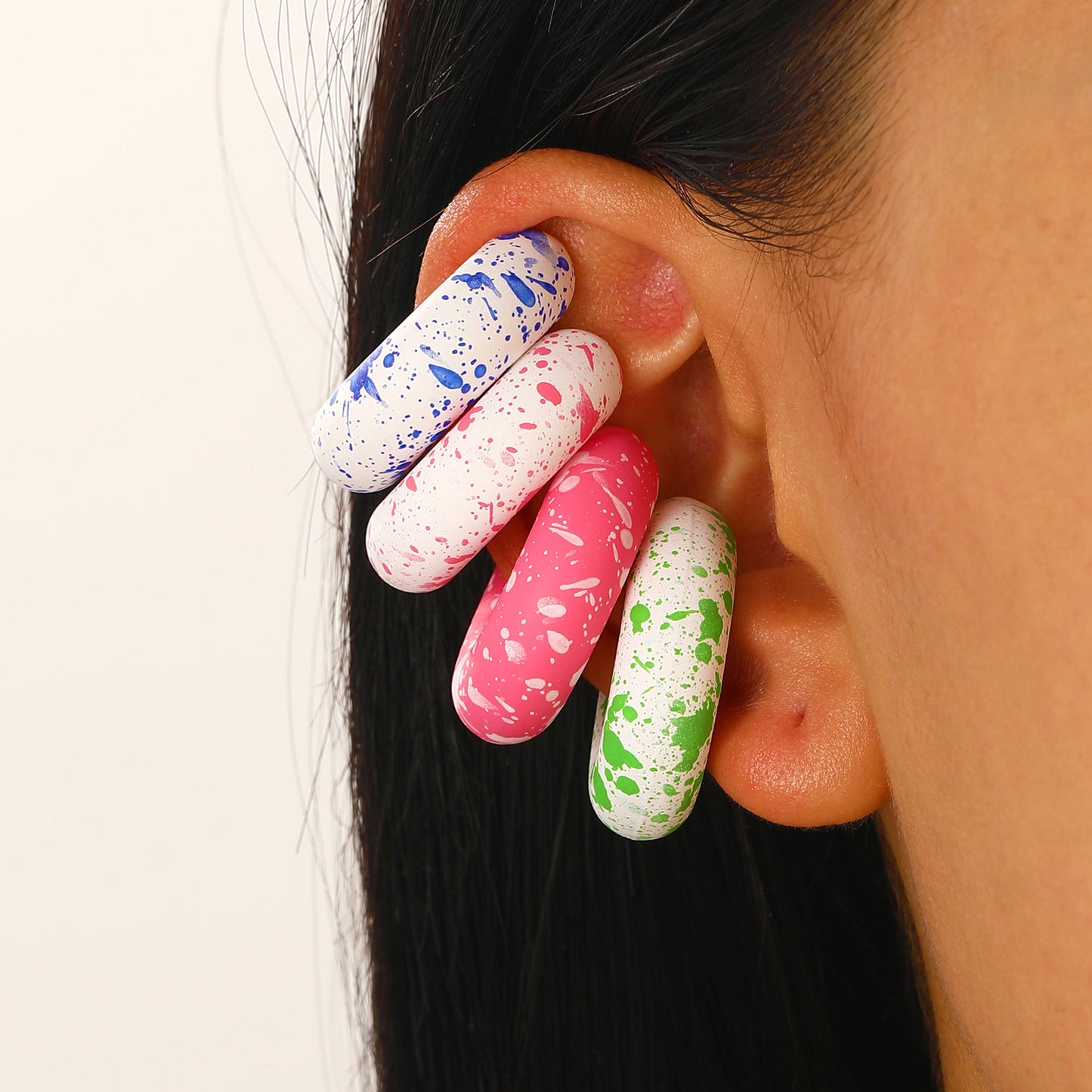 Exaggerated Shaped Water Drop Texture Earings Ear Clip